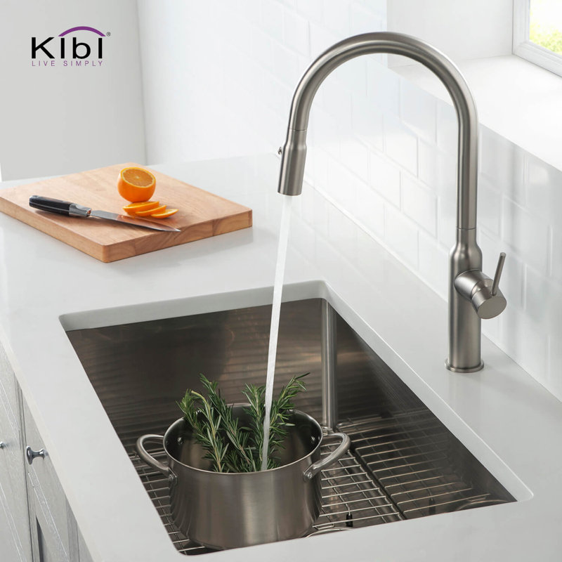 KIBI USA Handcrafted Stainless Steel 33" L x 19" W Undermount Kitchen Sink